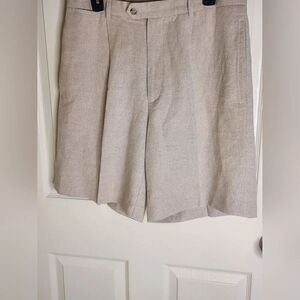 Cutter&Buck 34 Beige LINEN Blend Pockets BeltLoops Women’s Shorts